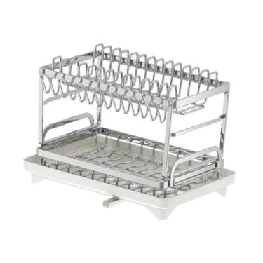 Imagem de ＫＬＫＣＭＳ Escorredor de pratos, organizador e armazenamento de cozinha, porta-copos de aço inoxidável para escorredor de de cozinha, de pratos de 2