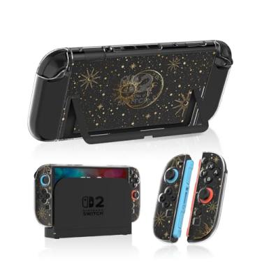 Imagem de Gurgitat Dockable Protective Case for Nintendo Switch 2 2025 - Cute Cartoon Sun Moon Star Design Clear TPU Slim Hard Cover for Joycon 2 for Teens Girls Boys
