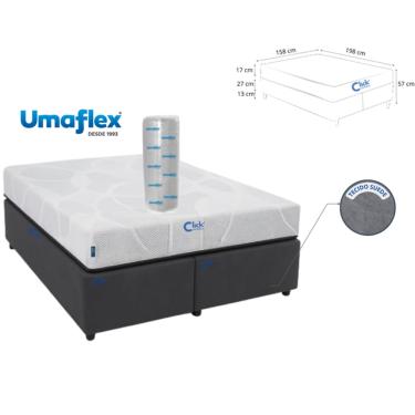 Imagem de Conjunto Queen Box Colchão Fit Firm D33 Enrolado + Base Box Suede 158x198x57 - Alta Qualidade - Praticidade