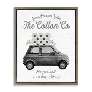 Imagem de Stupell Industries Cotton Co Papel Higiênico Entrega Marrom Emoldurado Tela Flutuante Design de Arte de Parede por Lettered and Lined, 21 x 17