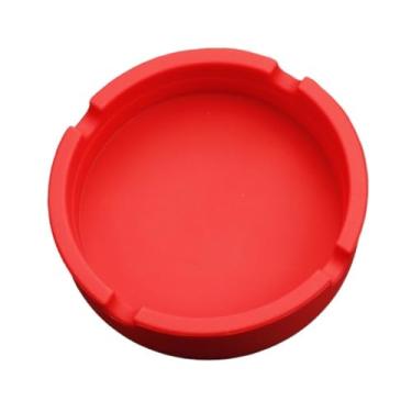 Imagem de Cinzeiros portáteis, 1 peça de cinzeiro quadrado colorido redondo de silicone para sala de estar, quarto, mesa de trabalho, conjuntos de cinzeiros (vermelho)