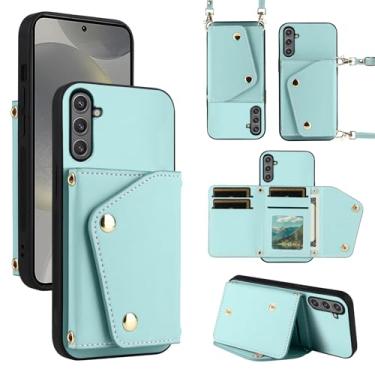 Imagem de Dibosom Capa carteira de luxo para Samsung Galaxy S25 Plus S25+ 5G com bolsa flip fina e fina e alça de ombro com suporte para cartão de crédito para S25Plus 25S + S 25 25+ SM-S936U Mint