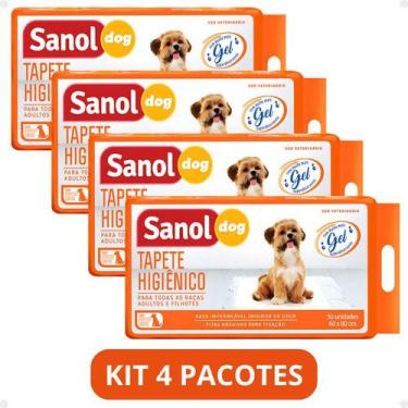 Imagem de Kit 4 Pacotes Tapete Higiênico Para Cachorro Sanol Dog 80x60cm
