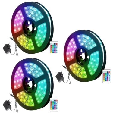 Imagem de Kit 3x Fita De Led RGB 5050 5 Metros Ip65 60 Led/m Com Controle + Fonte