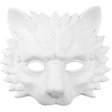 Imagem de IMIKEYA Máscara De Leão 3D Espuma Pu Lobo Animal Cosplay Novidade Fantasia Baile Máscaras Vestir-Se Adereço Para Carnaval Festival Dança Festa Suprimentos Branco