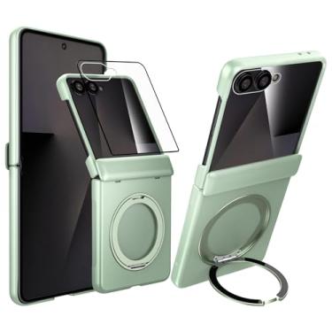 Imagem de Capa magnética para Samsung Galaxy Z Flip 7, compatível com Mag-Safe, proteção de dobradiça central, suporte de anel de dedo giratório de 360° com protetor de tela integrado para Galaxy Z Flip 7 2025