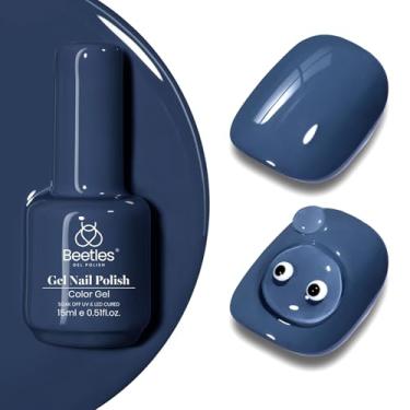 Imagem de Esmalte de gel Beetles Blue, 1 peça 15 ml na cor azul marinho acinzentado esmalte gel imersão arte de unhas salão de manicure DIY lâmpada UV decoração em casa