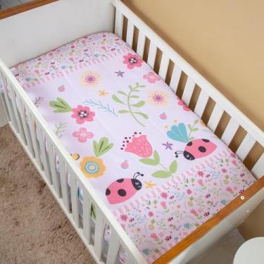 Imagem de Edredom Berço Americano para Bebê Menina Sublimado - Carinha de Anjo, 