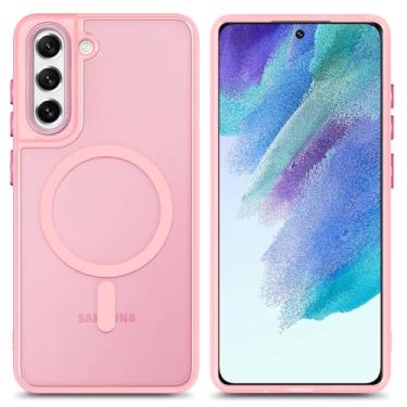 Imagem de YZB Capa magnética para Samsung Galaxy S21-FE-5G, rosa | Compatível com MagSafe | Traseira fosca translúcida resistente a arranhões | Proteção à prova de choque de nível militar - Capa fina para