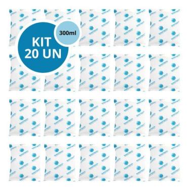 Imagem de Kit 20 Gelo Gel Bolsa Artificial Reutilizável Flexível Compressa 300g 
