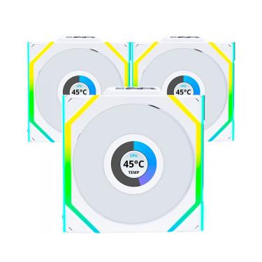 Imagem de Kit 3 Fans Lian Li Uni Fan SL Wireless 120 ARGB Reverse Blade Branco