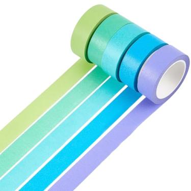 Imagem de CRASPIRE 5 rolos de fita adesiva 10,5 m x 1,5 cm (total de 55 jardas) papel pintores coloridos fita adesiva de rotulagem texturizada multiuso artesanato DIY para casa, escritório, sala de aula, artes