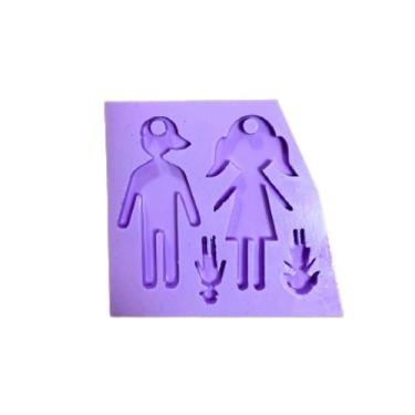 Imagem de R125 Molde de silicone filhos família pingente chaveiro resina decorar