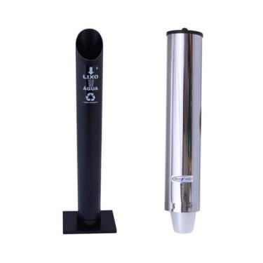 Imagem de Kit Lixeira Coletora Copo Descartável  Água + Suporte Porta Copo 200ml