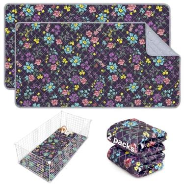 Imagem de Bienbee Roupa de cama de porquinho-da-índia, pacote com 2, 119 x 61 cm, reutilizável, forro de gaiola de porquinho-da-índia, impermeável e absorvente, almofadas laváveis para xixi para animais de