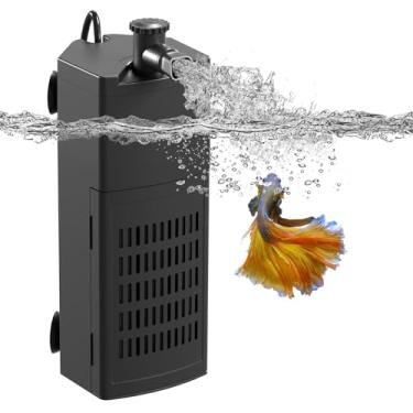 Imagem de Yaubay Filtro interno de aquário para até 10 galões, filtros atualizados para aquário com trio de filtragem de 3 estágios, fluxo de água ajustável, filtros de canto silenciosos para aquário de peixe