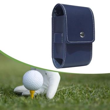Imagem de Fenteer Estojo para telêmetro de golfe, bolsa de transporte compacta de couro PU, acessório essencial para golfe, armazenamento multifuncional de bolas, Azul