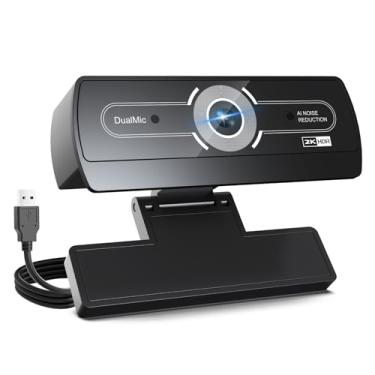 Imagem de Webcam 2K para PC - Câmera de computador 2K Ultra HD com foco automático PDAF, microfone com cancelamento de ruído AI, correção automática de iluminação, FOV de 92°, Plug & Play USB-A para reuniões