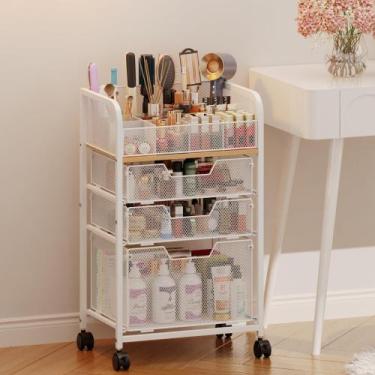 Imagem de Organizador de carrinho de maquiagem Jakyitvi de 4 camadas com 3 gavet