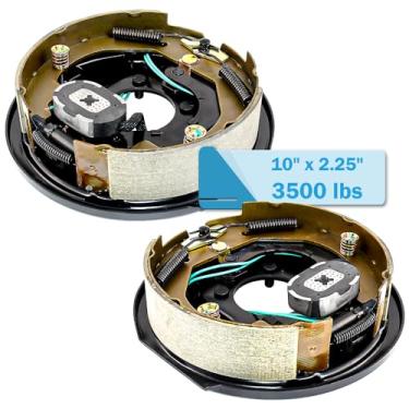 Imagem de Conjunto de freio de reboque elétrico 25,4 cm x 5,7 cm para eixo de reboque de 1,587 kg, montagem de 4 furos, kit de freio de reboque elétrico 1 par (1 direito + 1 esquerdo)