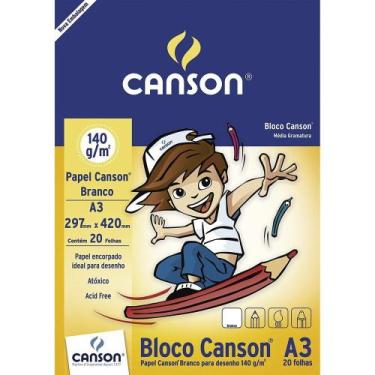 Imagem de Bloco escolar desenho branco a3 140gr c/20fls 66667071 - CANSON, 3