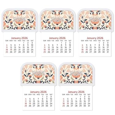 Imagem de Resurhang 5 peças 2026 mini calendário adesivo mensal para carro, parede, cartões de visita, carro, caminhão, laptop, geladeira, escritório em casa (Boho)