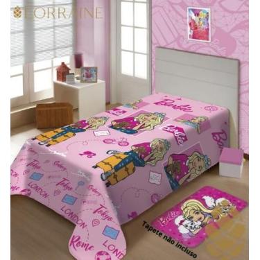 Imagem de Manta Micro Solteiro 200x150 Fun Não Alérgica Barbie Viagens - Jolitex