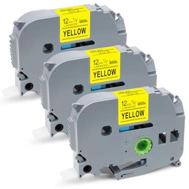 Imagem de Label Orison Fitas De Etiqueta Tze-631, Pacote Com 3, Compatíveis Brother P-Touch Laminated Tz631, Tzo631, Para Uso Pt-H110, Pt-D210, Pt-D400, Pt-D600, Pretas E Amarelas, 12 Mm 8 M (0,47 Pol. X 26,2