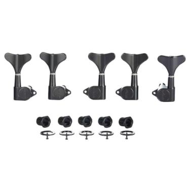 Imagem de Afinadores de baixo selados 18:1 canhotos 5 cordas 18:1 cavilhas de afinação para baixo canhoto máquinas de afinação de baixo compatíveis com baixo acústico/elétrico estilo Ibanez/Yamaha preto 3L/2R