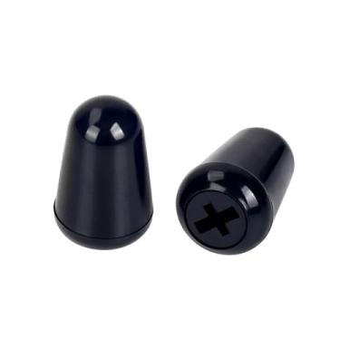 Imagem de Banworks Tampa de interruptor de guitarra de 3 vias, ponta de interruptor de guitarra de 5 vias para guitarras elétricas Fender/Squier Strat ST Tele, pacote com 2 JT/DWQM-05, preto