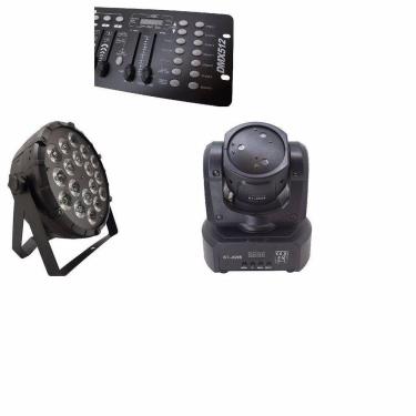 Imagem de Kit 1 Par Led Slim 18X12W Full+ 1 Laser Beam Rgb 60W+Dmx 512