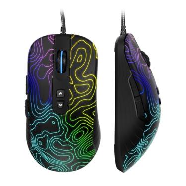 Imagem de Womier Mouse para jogos com fio, mouse de computador RGB 128000 DPI topográfico com 7 botões programáveis e 7 modos de retroiluminação, software compatível com mouse gamer preto DIY para laptop, PC