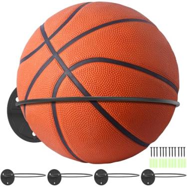 Imagem de XYDHQS Suporte de bola de parede, suporte de bola de metal, organizador de acessórios esportivos, suporte prático de exibição de basquete para basquete, futebol, vôlei, suporte de bola como decoração