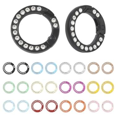 Imagem de SUNNYCLUE 1 caixa, 12 cores, 24 peças, 25 mm, strass, mola, anéis-O redondos, mosquetão, conjunto de clipes de metal rosa branco colorido snap gatilho ganchos conectores elos para artesanato bolsa