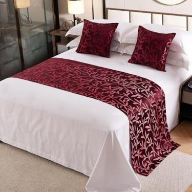 Imagem de Cachecol de cama de hotel, toalha de cama de luxo, decoração de cama moderna, colcha de quarto simples para a pele para quarto twin queen king tamanho vermelho||50 x 260 cm para cama de 2 m