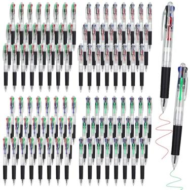 Imagem de Tenceur Pacote com 100 canetas multicoloridas, canetas esferográficas coloridas 4 em 1 de 0,5 mm, caneta esferográfica transparente de 0,5 mm, caneta esferográfica de gel retrátil multicolorida para