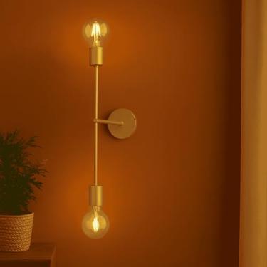 Imagem de Luminária de teto ou parede Arandela Plafon Premio 2 Lâmpadas (Verniz Ouro)