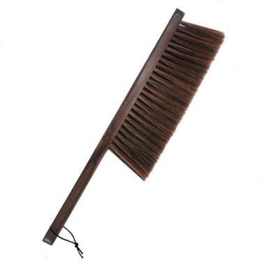 Imagem de Xifando Escova de vassoura manual com cabo de madeira – Escova de limpeza de cerdas macias para móveis, cama, carro e mesa – Espanador leve com cerdas de polipropileno