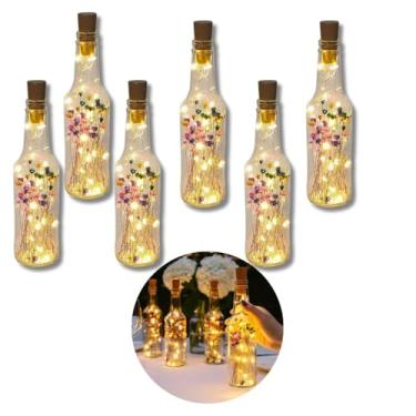 Imagem de Decoração Festa Casamento Eventos Lembrancinha de Aniversário 05 Garrafa Com Fio de Fada LED com Decoração Flor