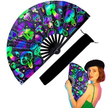 Imagem de Onekka Ventilador dobrável grande de 33 cm para rave, ventilador chinês para dança de linha, ventilador holográfico de cores a laser, ventilador de botas no chão, festa, decoração, festival