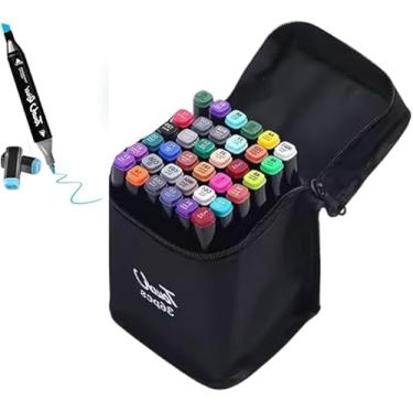 Imagem de Kit Marcadores Canetinha Ponta Dupla Touch Sweet + Estojo | Canetas Coloridas à Base de Álcool | Ponta Fina e Grossa | Ideal para Desenho, Arquitetura, Moda, Mangas e Ilustrações (36 CORES)