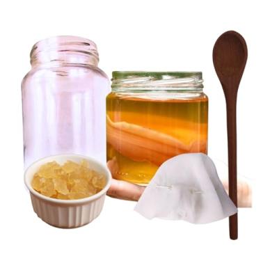 Imagem de Scooby de Kombucha Ganhe Kefir De Água Colher De Pau + Tampa Voal + Frasco 500ml