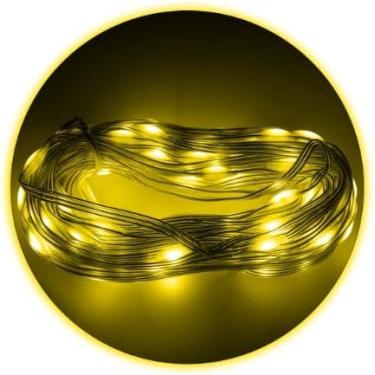 Imagem de Cordão de Luz LED 10 Metros com 8 Modos de Pisca | Lâmpadas Gota Coloridas com Tomada Padrão EU | Ideal para Natal, Festas e Decoração de Ambientes (Amarelo)