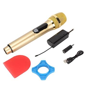 Imagem de Microfone Sem Fio, Cabeça de Microfone Dinâmica, Tela LED, 30 Hz-20 KHz, Plug and Play, Interface de 6,35 Mm e 3,5 Mm, para Conferências Domésticas Ao Ar Livre (Redondo)
