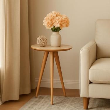 Imagem de Mesinha Lateral Canto Madeira Redonda Sala Quarto Pé Palito