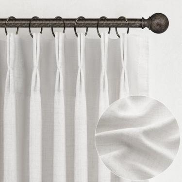Imagem de Cortinas plissadas, cortinas virais, 240 cm, bege, branco, linho, tran