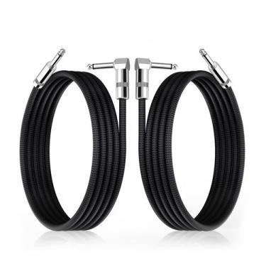 Imagem de Cabos de guitarra GOGHOST Short, pacote com 2 m, nylon trançado preto