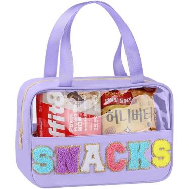 Imagem de Bolsa de lanche TESAFNG Chenille Letter Clear, bolsa de maquiagem impe