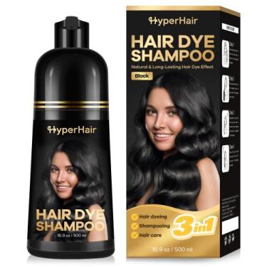 Imagem de Shampoo de tintura de cabelo HyperHair Black 500ml para cabelos tingid