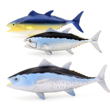 Imagem de Conjunto de estatuetas de peixe realistas de atum, atum rabilho e albacora, 3 unidades